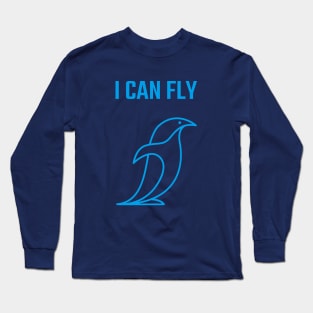 I Can Fly - Penguin illustration Long Sleeve T-Shirt